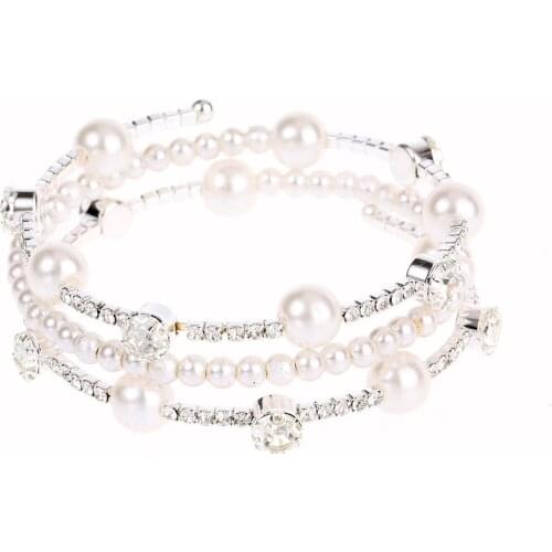 3-Layer Bracelet Elastic Opening Rhinestone Bracelet Hand Jewelry Durable and All-Matched TT@88