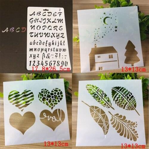 4pcs/set Bullet Journal Stencils DIY Moon House Letters Numbers For Wall Painting Scrapbooking Stamping Stamp Album Decorative