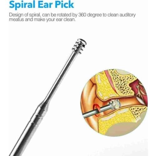 6Pcs/set Ear Wax Pickers Steel Earpick Wax Remover Curette Ear Pick Cleaner Ear Cleaner Spoon Care Ear Clean Tool