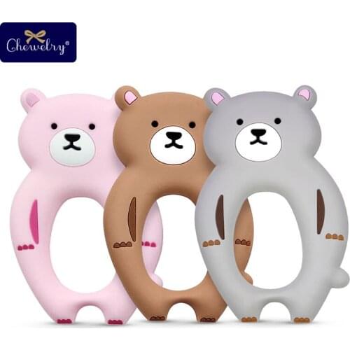 8pc Silicone Teether Animal Biter Bear Baby Teether BPA Free Tiny Rod Baby Silicone Pearl Pendant Diy Rodent Children Goods Toys