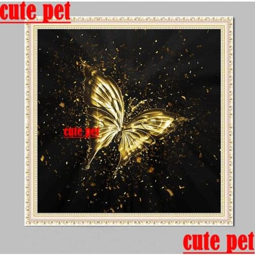 5D puzzle Golden Butterfly diamond painting diy embroidery cross stitches full drillHome Wall Decor diamond painting wallpaper