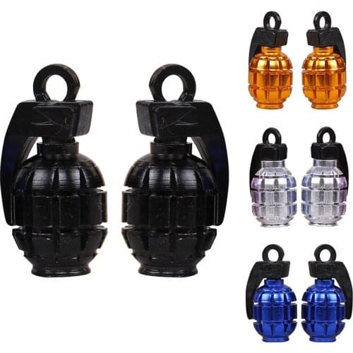 Car Truck Bike MTB Tire Air Valve Stem Caps Grenades Shape Aluminium 4 Colors