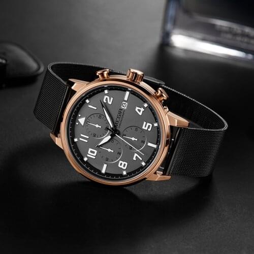 MEGIR Watches for Men Top Brand Luxury Fashion Business Quartz Men’s Wristwatch Stainless Steel Waterproof Sports Clock
