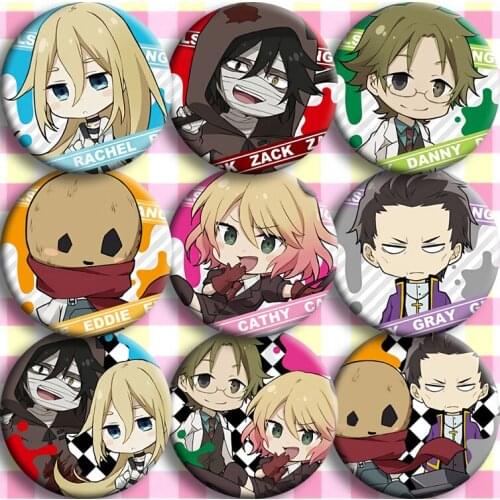 COSSUN Japan Anime Angels of Death Cosplay Badge Cartoon Brooch Pins Collection Badges for Backpack Bags Button Halloween Gifts