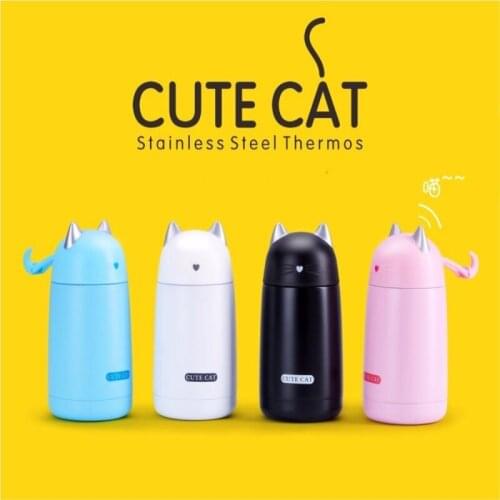 Thermos Cup Cartoon Cat Thermo Mug Kids Water Bottle Stainless Steel Drinkware 330ml