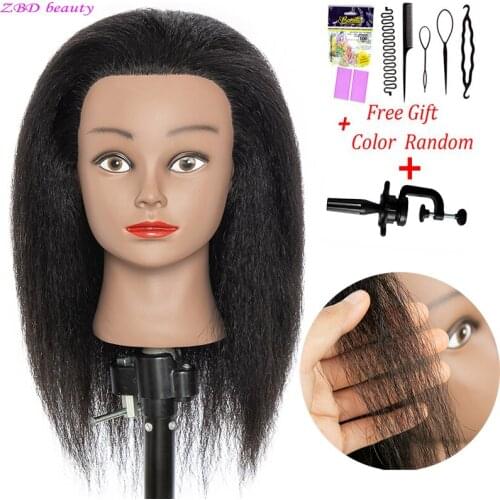 8 Inch Afro Hairdressing Head Real Hair Professional Styling Head Afro Styling Head Mannequin Head Doll For Hairstyles