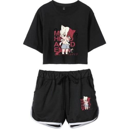 Anime My Hero Academia Todoroki Shoto Cosplay Costume 3D Print Crop Top Shorts Two Piece Sets