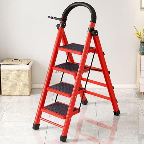 Ladder Household Folding Indoor Ladder Miter Ladder Multi Function Thickening Engineering Aluminum Alloy Four Step Ladder Telesc