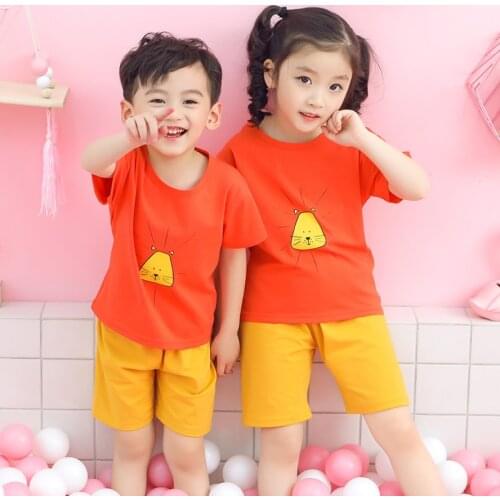 Boys Girls Summer Clothing Set cotton Clothes tracksuit T-shirt Shorts baby pajamas outfits For 2 4 6 8 10 Years