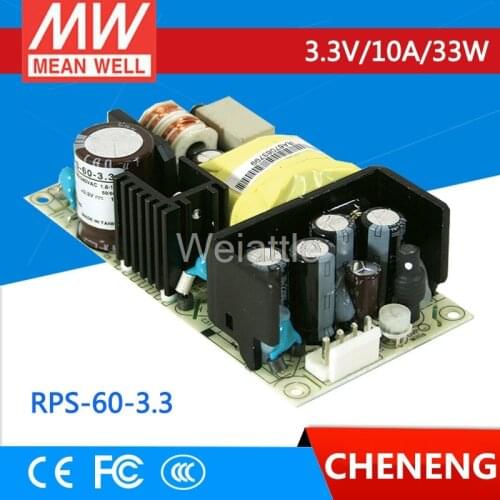 MEAN WELL original RPS-60-3.3 3.3V 10A meanwell RPS-60 3.3V 33W Single Output Medical Type