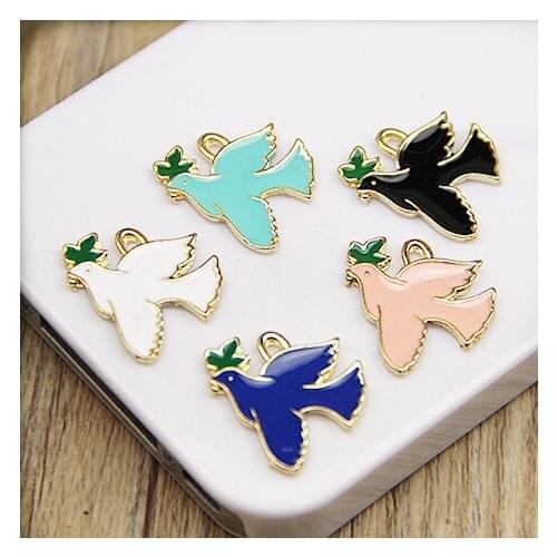 Mini Order 20PCS Enamel Metal Pendants Gold Tone Alloy Animal Bird DIY Bracelet Necklace Keyring Floating Pendant Charm Craft