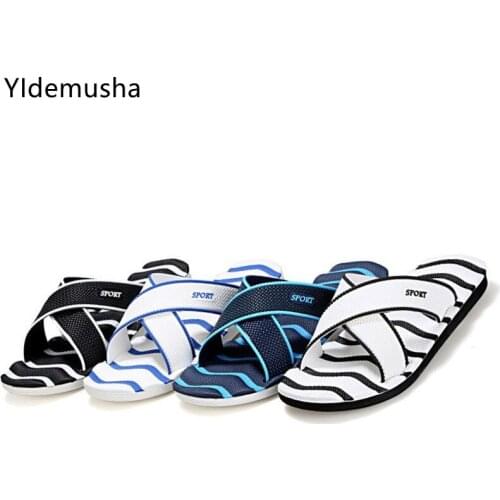 2021 New Summer Fashion Anti-Slip Mens Slippers Beach Shoes Brand Shoes Flip Flops Soft Men Sandals Man Home Indoor Slides