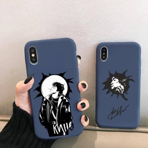 Viktor Tsoi Phone Case for iPhone 12 mini 11 Pro XS MAX X XR 7 8 6 Plus Candy Color blue Soft Silicone Cover