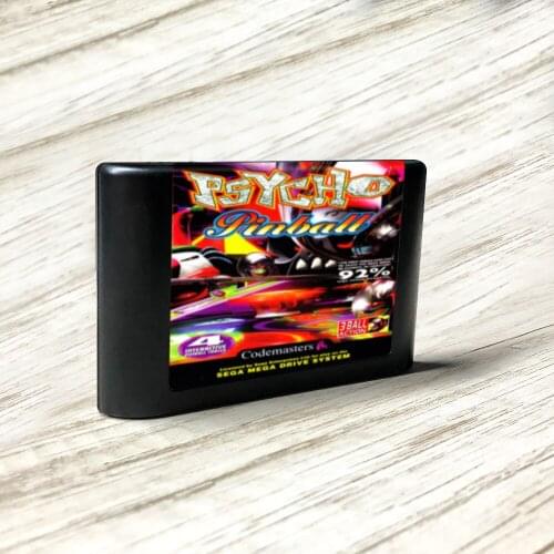 Psycho Pinball - EUR Label Flashkit MD Electroless Gold PCB Card for Sega Genesis Megadrive Video Game Console