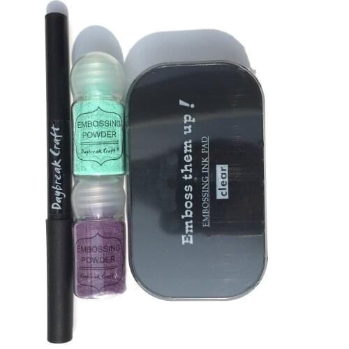 Pastel Set Embossing powder clear stciky emboss ink pad and pen
