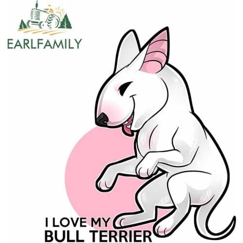 EARLFAMILY 13cm x 11.3cm For I Love My Bull Terrier Car Decal Repair Car Sticker Waterproof Scratch-Proof For JDM SUV RV