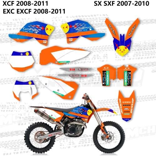 MCHMFG For KTM EXC SXF125 250 300 450 530 2008 2009 2010 2011 Full Graphics Decals Stickers Motorcycle Background