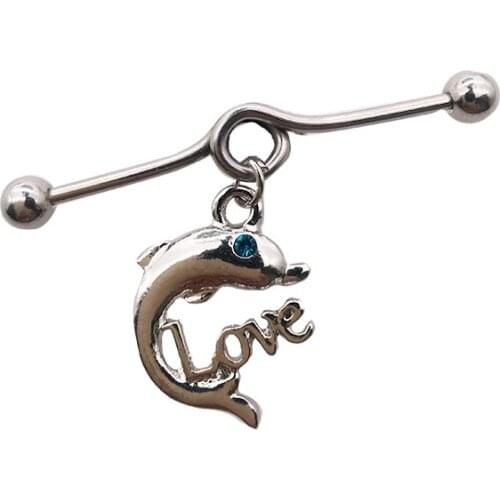 New arrival scaffold barbells 1 Pair surgical Stainless Steel big cross dangle industrial barbell piercing