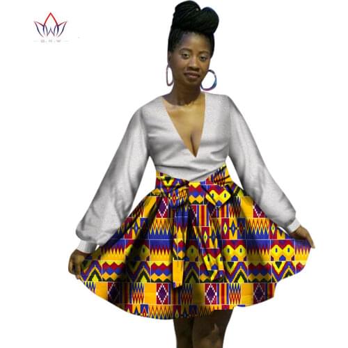 New Designs Two Piece Set Women Dress Suits 2017 Mini Skirt+Lace Tops Dashiki African Print Lace Clothing Women Plus Size WY1032