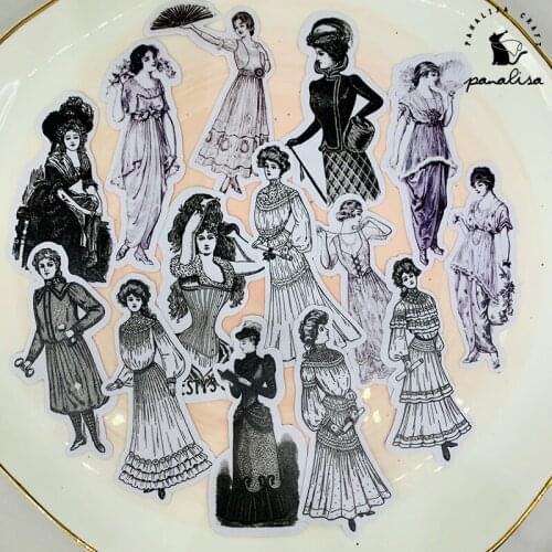 Panalisacraft 14pcs Junk journal Gorgeous vintage stickers paper for Scrapbooking Happy Planner/Card Making/ Journal Project