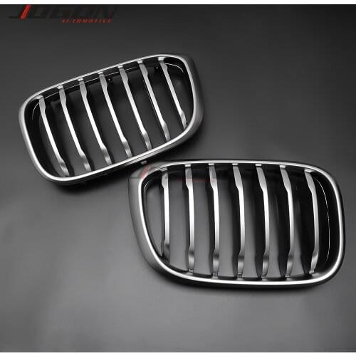 2pcs ABS Cerium Grey Car Front Grill Grille Cover Trim Frame Replacement Decoration For BMW X3 G01 2018 2019 2020 X4 G02 19-20