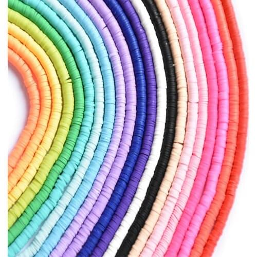 15Inch 4mm Flat Round Polymer Resin Clay Beads Chip Disk Loose Spacer Handmade Beads For DIY Jewelry Making Bracelets 300pcs