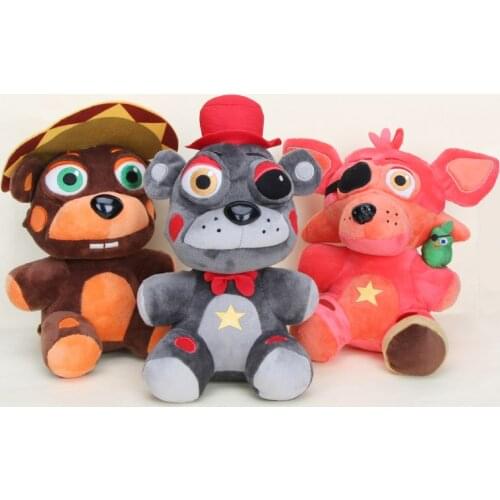 25cm FNAF Plush Toys Freddy Fazbears Pizzeria Simulator Ver El Chip Lefty Rockstar Foxy Doll Kids Toy