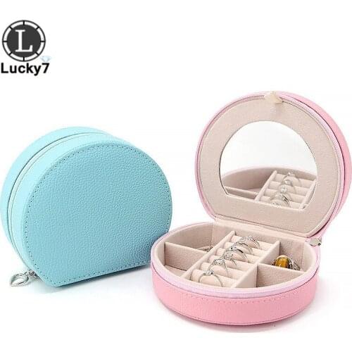 Portable Semicircle Large-capacity PU Leatherette Jewelry Bag Double-layer Jewelry Storage Earrings Necklace Ring Box