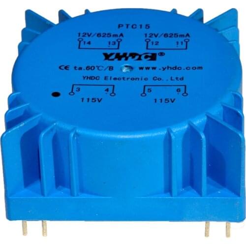 PTC15 For Audio usage Power 15VA 2*115V 2*12V toroidal transformer, encapsulated transformer PCB Welding transformer