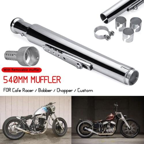 Universal Chrome Motorcycle Exhaust Mufflers Pipe Exhaust Tip w/DB Killer Silencer For Chopper Bobber Cafe Racer