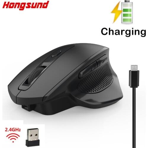 Hongsund T28 Vertical Wireless Silent Charging Mouse 6-key Wireless Mouse 2400 DPI Adjustable Healthy Mouse