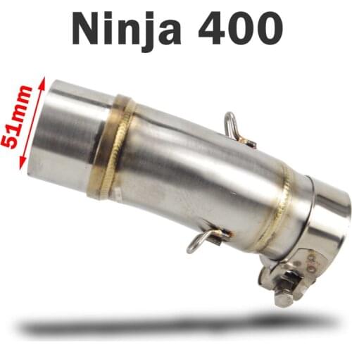 Ninja 400 Slip-on stainless steel motorcycle exhaust muffler middle link pipe round 51mm for Kawasaki NJ 400 Ninja 400 2018 2019