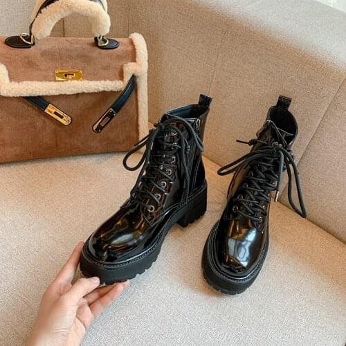 2021 Women Shoes Women Boots Winter Ankle Boots Zapatos De Mujer Womens Platform Heels Chunky Boots Platform Boots Lace Up