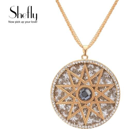 Fashion Jewelry Big Star Pendant Necklace For Women Gold Glittering Starry Sky Sweater Chain Long Necklace 2019 New Arrival