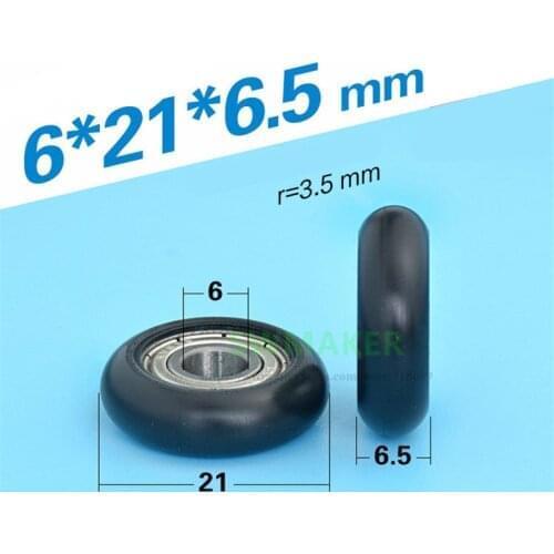 10pcs 6*21*6.5mm 696 bearing pulley, arc spherical type wheel POM wheel, exhibition cabinet drawer guide wheel