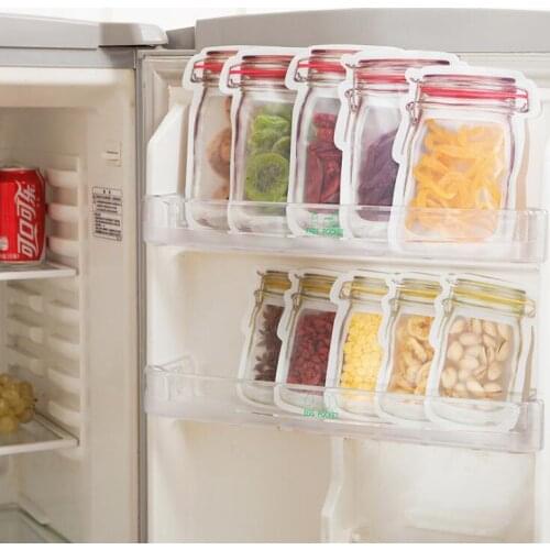 10 pieces Mason Jar Pattern Food Saver Storage Bags Set kitchen organizer Childrens snacks Snacks fresh bags Food storage Bags