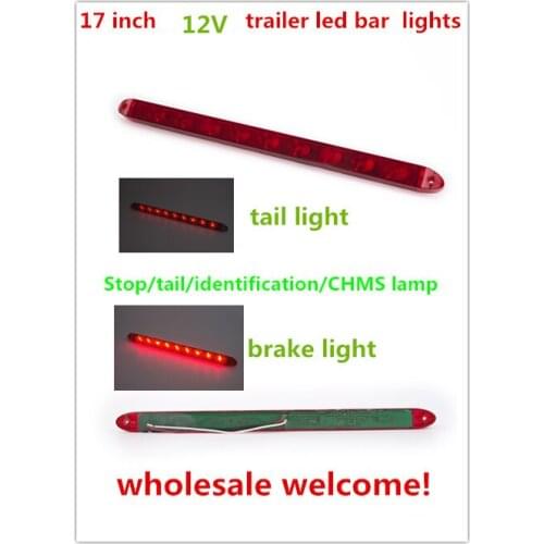 2pcs 17" Red LED Stop light Tail 12V 24V brake lamp Bar Truck Trailer Lorry Bus Brake Identfication Lights SAE & ECE