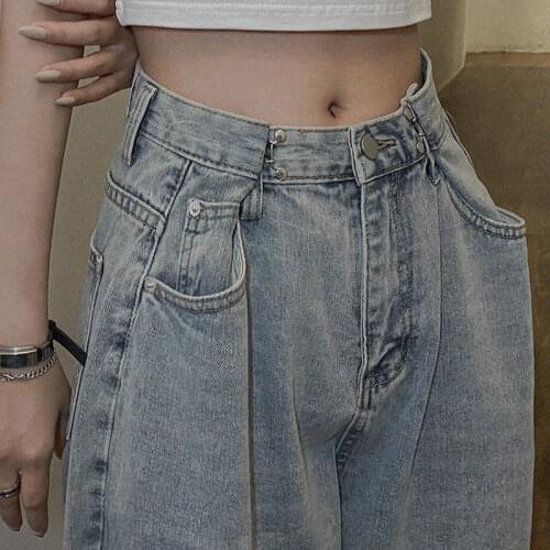 2021 Jeans Elegant Jeans Womens Straight Loose Mop High Waist Drape Soft Wide-Leg Jeans Summer Thin