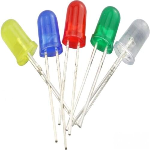 500pcs 8mm LED Diode F8 mm Assorted Kit White Green Red Blue Yellow DIY Light Emitting Diode