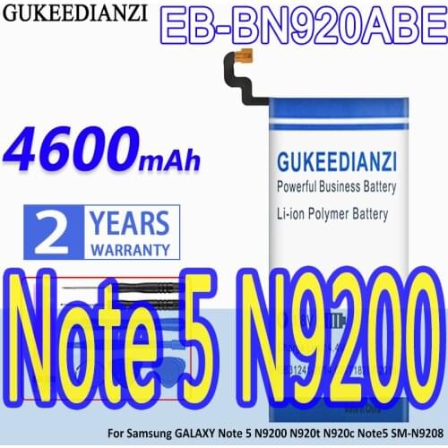 High Capacity GUKEEDIANZI Battery EB-BN920ABE 4600mAh For Samsung GALAXY Note 5 N9200 N920t N920c Note5 SM-N9208