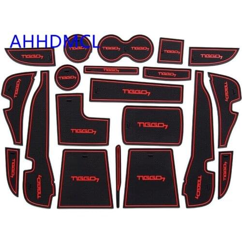 Car Anti-Dirty Pad Door Groove Gate Slot Cup Armrest Storage Pad Anti-Slip Mat For Chery Tiggo 7 2018