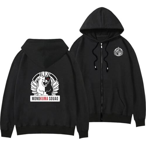 Dangan Ronpa zipper Hoodie black print Jacket danganronpa monokuma cosplay costume men women Streetwear Coat anime tops