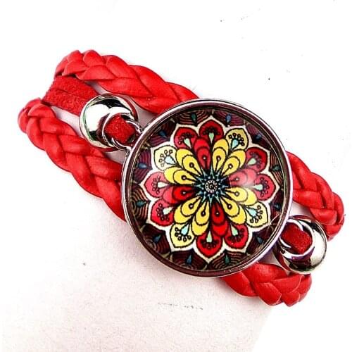 1pc New Arrival Mandala Bracelets,Buddhism, national style candy color Leather gender neutral Bracelet, Gifts for The New Year