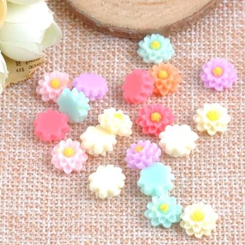 50PCS Flower flatback Resin Cabochons Scrapbook Craft 8mm DIY buttons phone decor Headwear accessories CP1486