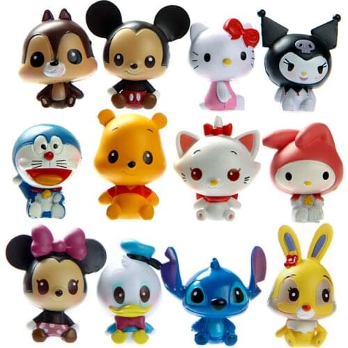 Disney Kid Toys 12pcs/lot Anime Mickey Minnie Mouse PVC Action Figures Doraemon Figurines Kids Toys For Boys Girl