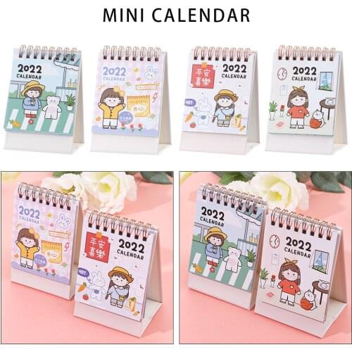 2022 Mini Desk Calendar Colorful DIY Portable Calendars Daily Schedule Planner Yearly Agenda Organizer Home Office Supplies