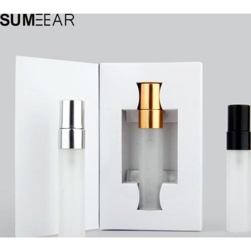 50pieces 5ml frost galss perfume bottle spray bottle with black and white box perfume atomizer package