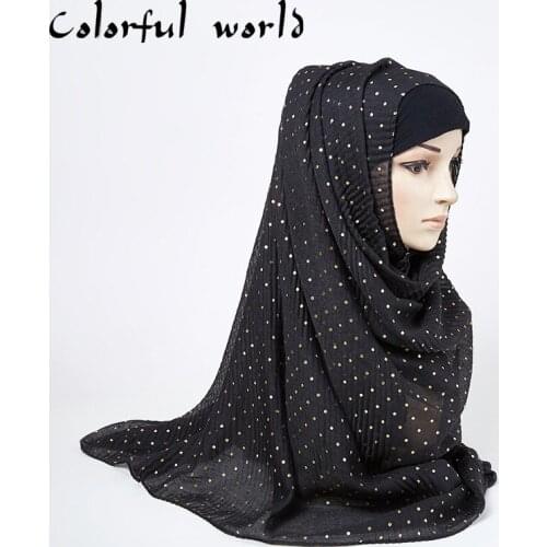 Headdress High Quality New Wave Spot Bronzing Lady Towel Cotton Hemp Scarf Wholesale Fashion Muslim Scarf Shawl Solid Arab Hijab