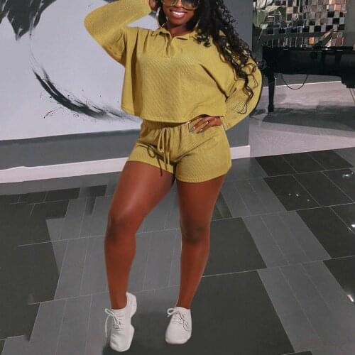 2 Pieces Outfit Clothes For Women Sexy Summer Clothes Blouse & Shorts Solid Loose Full Sleeve Elegant Evening Night Club Sets