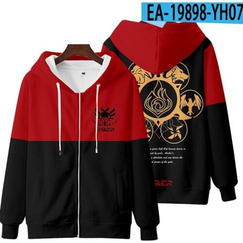 Genshin Impact Cosplay Costume Hu Tao Tartaglia Klee Diluc Venti Paimon Zhongli Keqing Unisex 3D Hoodie Zipper Hooded Sweatshirt